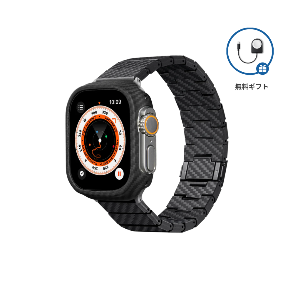 カーボンファイバーウォッチバンド Apple Watch Ultra 2/Ultra 1/10/9/8/7/6/SE/5/4 適用
