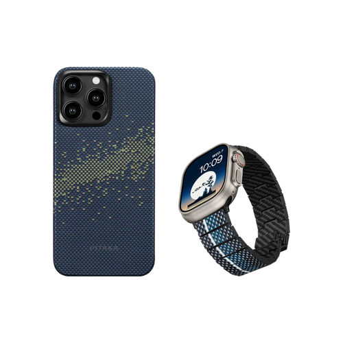iPhone 15 Pro (6.1″) / 星(MILKY WAY GALAXY) / ケース+ ウォッチバンド(月)