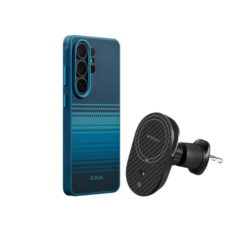 Samsung Galaxy S26 Ultra / Moonrise(ムーンライズ) / Cairn Case セット: スマホケース+Qi2車載マウント(エアコン口用)