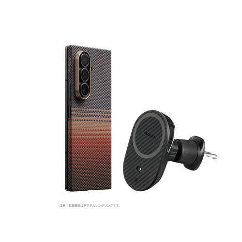 Samsung Galaxy Z Fold7 / Sunset(サンセット) / セット3:スマホケース+Qi2車載マウント(エアコン口用)