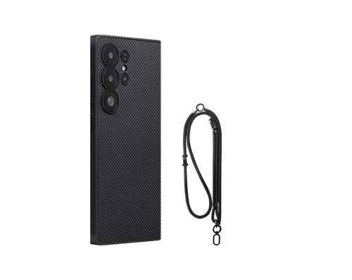 Samsung Galaxy S25 Ultra / 黒 / セット2:ケース+スマホストラップ(ブラック)