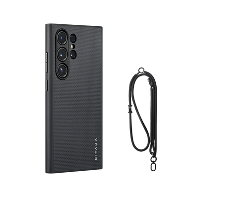 Samsung Galaxy S24 Ultra / 黒 / セット2:ケース+スマホストラップ(ブラック)