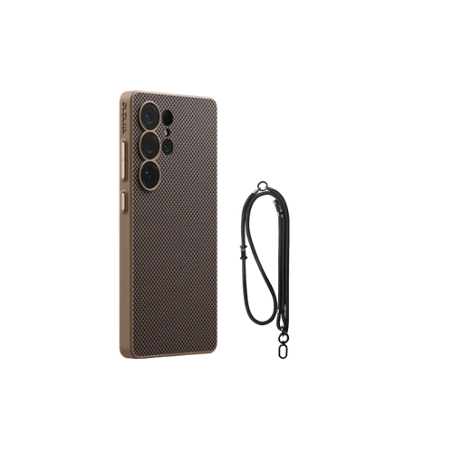 Samsung Galaxy S25 Ultra / ミルクチョコレート / セット2:ケース+スマホストラップ(ブラック)