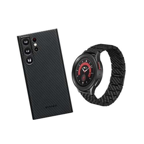 S23 Ultra (6.8インチ) / 600D 黒/グレーツイル柄 / ケース+Galaxy Watch用バンド