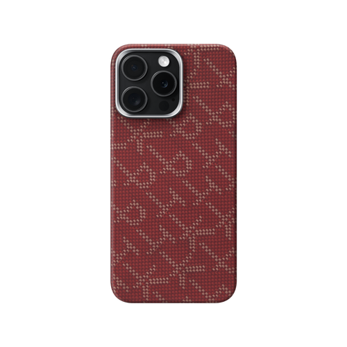 iPhone 15 Pro / RED/Gold / 浮織ケース