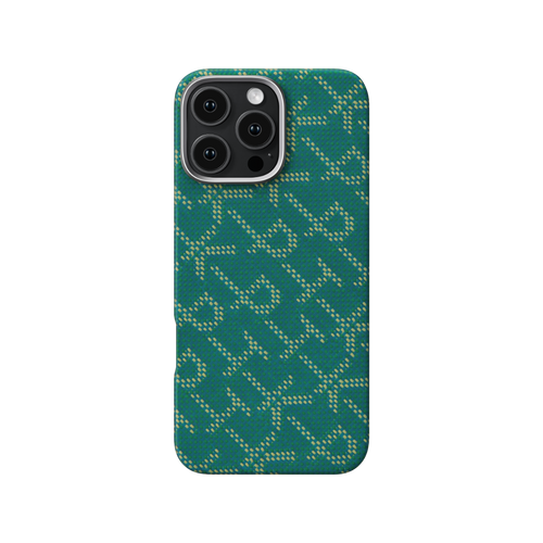iPhone 16 Pro / Green/Gold / 浮織ケース