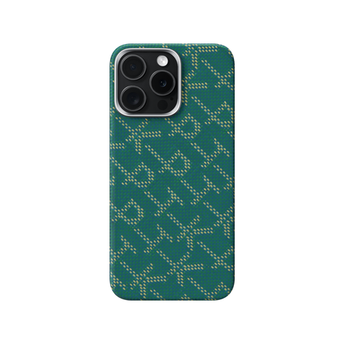 iPhone 15 Pro / Green/Gold / 浮織ケース