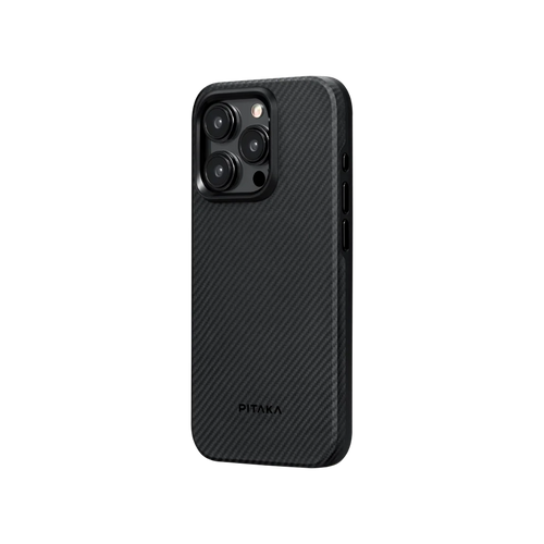 iPhone 15 Pro / 600D 黒/グレーツイル柄 / Aramid UltraGuard Case 軍用グレード保護ケース