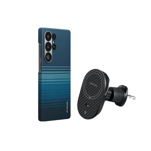 Samsung Galaxy S25 Ultra / Moonrise（ムーンライズ） / セット3:スマホケース+Qi2車載マウント(エアコン口用)