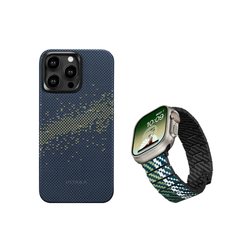 iPhone 15 Pro Max (6.7″) / 星（MILKY WAY GALAXY） / ケース+ ウォッチバンド（風）