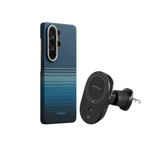 Samsung Galaxy S26 Ultra / Moonrise（ムーンライズ） / Edge Case セット: スマホケース+Qi2車載マウント(エアコン口用)