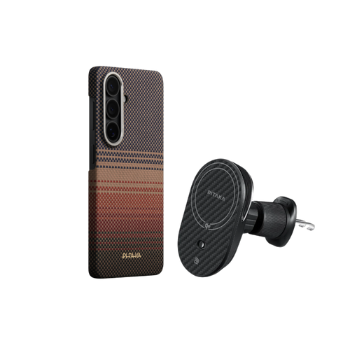 Samsung Galaxy S26 Plus / Sunset（サンセット） / Edge Case セット: スマホケース+Qi2車載マウント(エアコン口用)