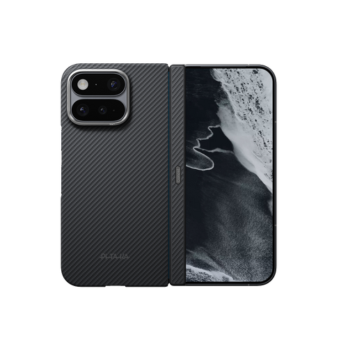 Google Pixel 11 Pro Fold / 600D 黒/グレーツイル柄 / バックケース＋ヒンジカバー