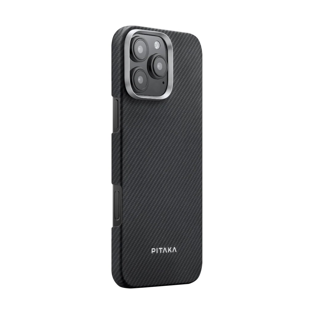 iPhone 16 Pro Max,600D 黒/グレーツイル柄,極薄ケース