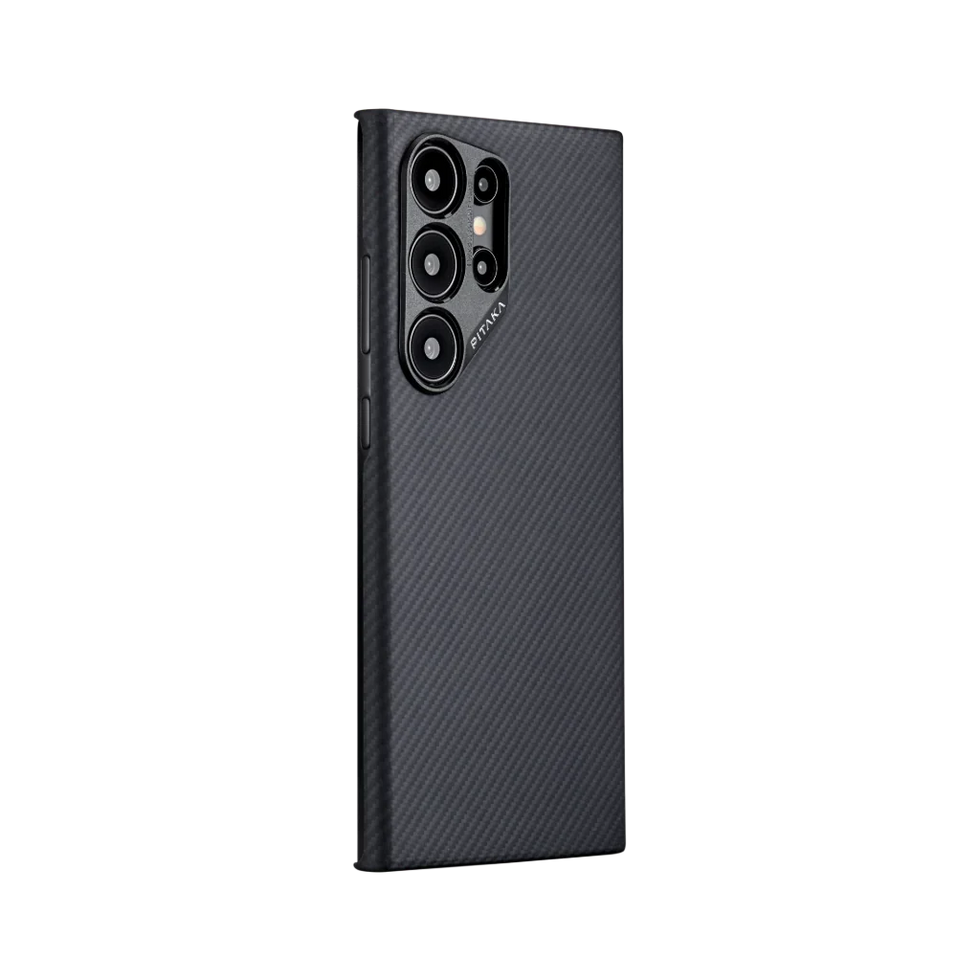 PITAKA Galaxy S24 ケース 黒 グレーツイル カーボン柄
