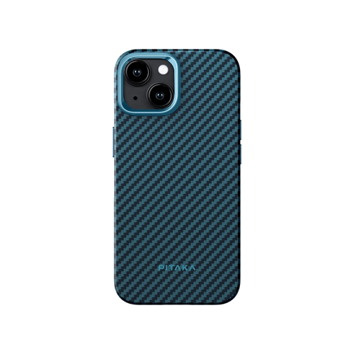 iPhone 15 (6.1″) / 1500D 黒/ブルーツイル柄