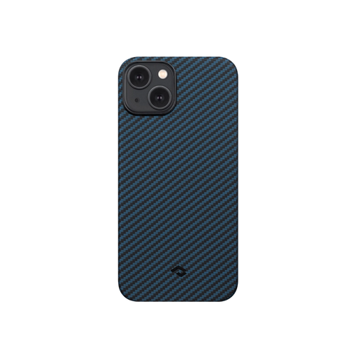iPhone 14 / 1500D 黒/ブルーツイル柄