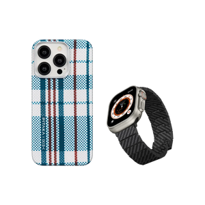 PITAKA iPhone 15 Pro 用 ケース MagSafe対応 紅白藍 Weaving+|red-white-blue MagEZ Case 4 for iPhone 15 Series